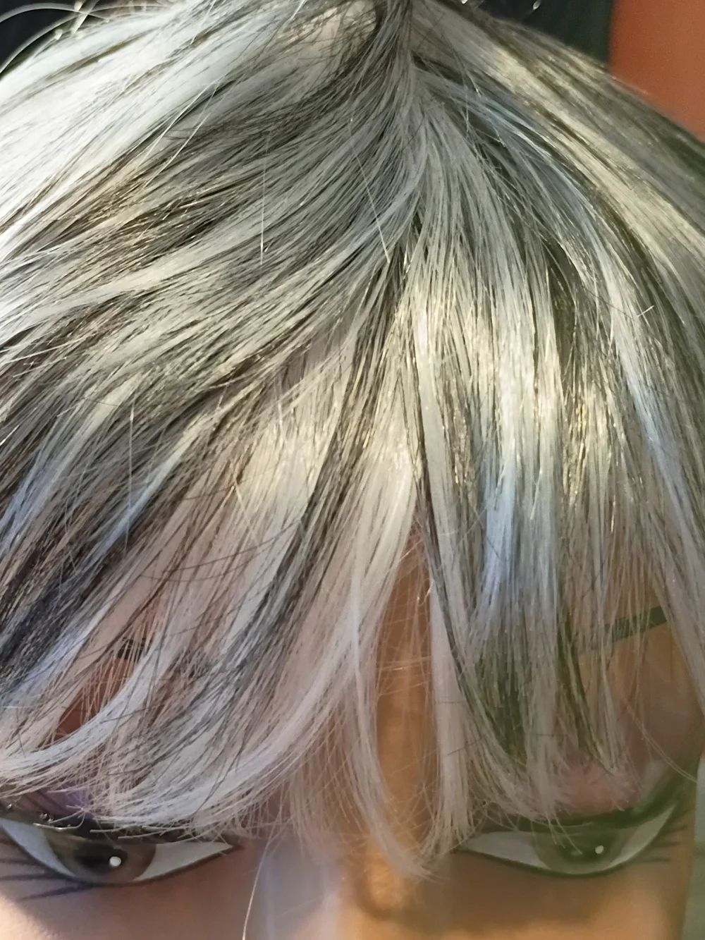Short Layered Women's Wig in White with Black Stripes
